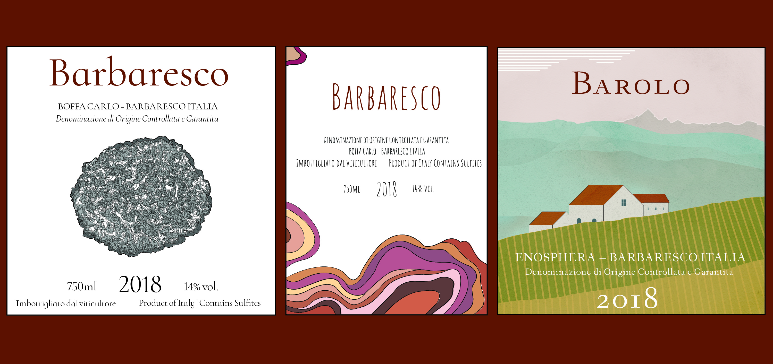 Series of wine bottle labels for an Italian domain | Studio Butterlin - Visual Communication
